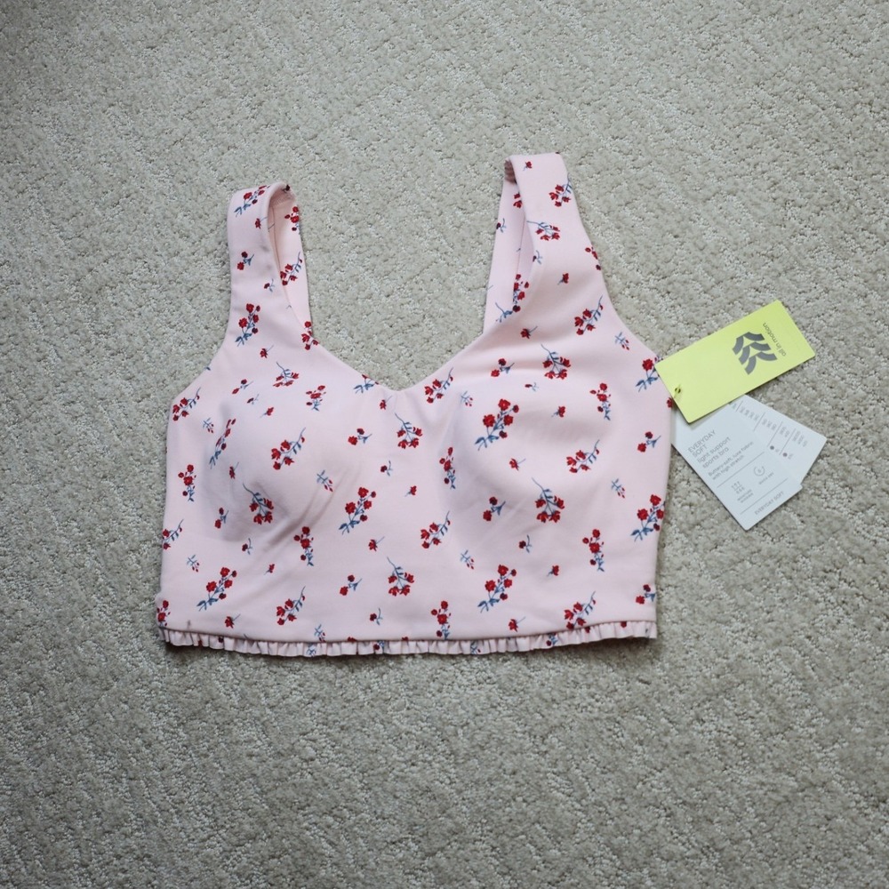 All in Motion Pink Floral Everyday Soft Longline Sports Bra Small NWT